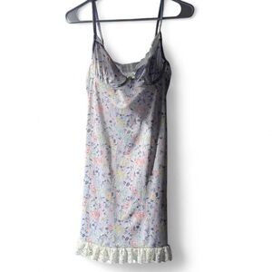 Floral satin and lace floral slip dress